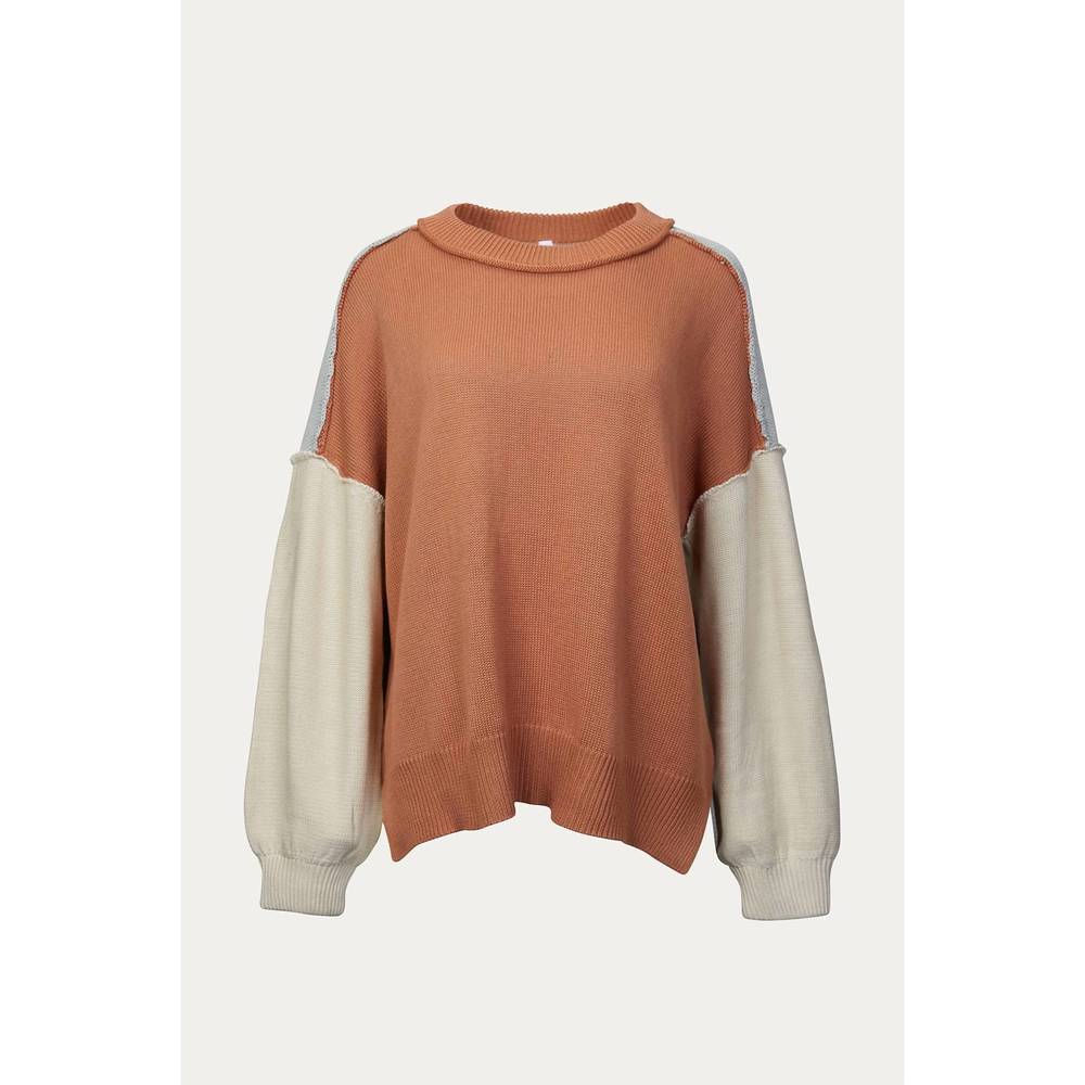 NEW BESTTO slouchy colorblock knit sweater in multi clay
